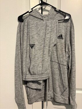 adidas Light Gray Heather Pullover Hoodie and pants with Black Logos